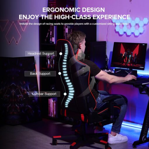 GTRACING Gaming Chair with Footrest Speakers Video Game Chair Bluetooth Music Heavy Duty Ergonomic Computer Office Desk Chair - Image 5
