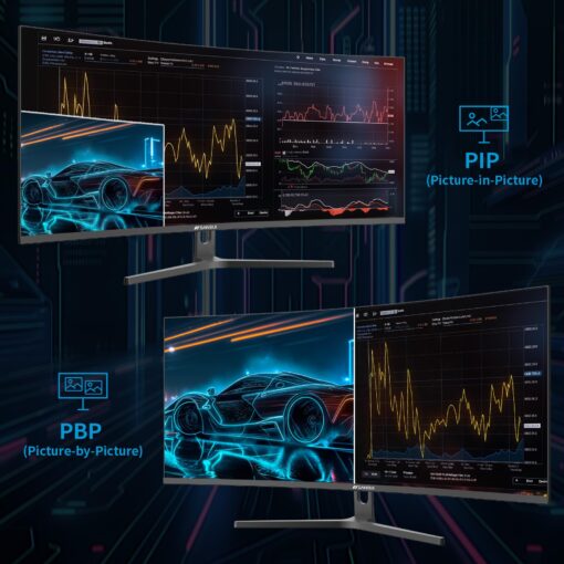 SANSUI 34-Inch Curved Gaming Monitor UWQHD 3440 x 1440 165Hz Curved 1500R - PIP/PBP, 1ms(MPRT), HDR, 300nits, sRGB 125%, DCI-P3 95%,FreeSync,HDMI x2,DP1.4 x2 (ES-G34C5 DP Cable Included) - Image 5