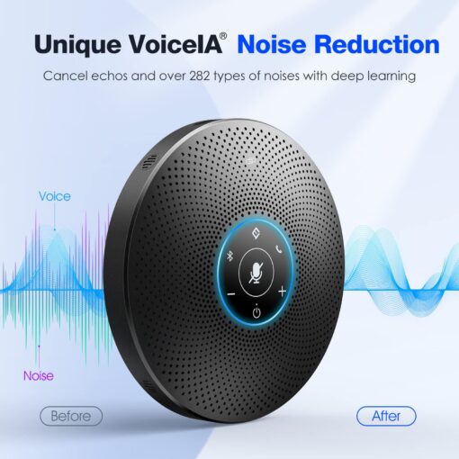 Bluetooth Speakerphone - eMeet M2 Max Professional Conference Speaker and 4 Directional Mics for up to 15 People Business Conference Calls High Volume Noise Reduction Daisy Chain Dongle Home Office - Image 6