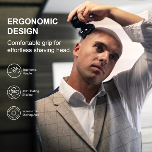 Head Shavers for Bald Men, Detachable Head Shaver, IPX7 Waterproof Wet Dry Bald Head Shavers, 7D LED Display Electric Rechargeable Head Shaving Kit with Type-C Charge - Image 7