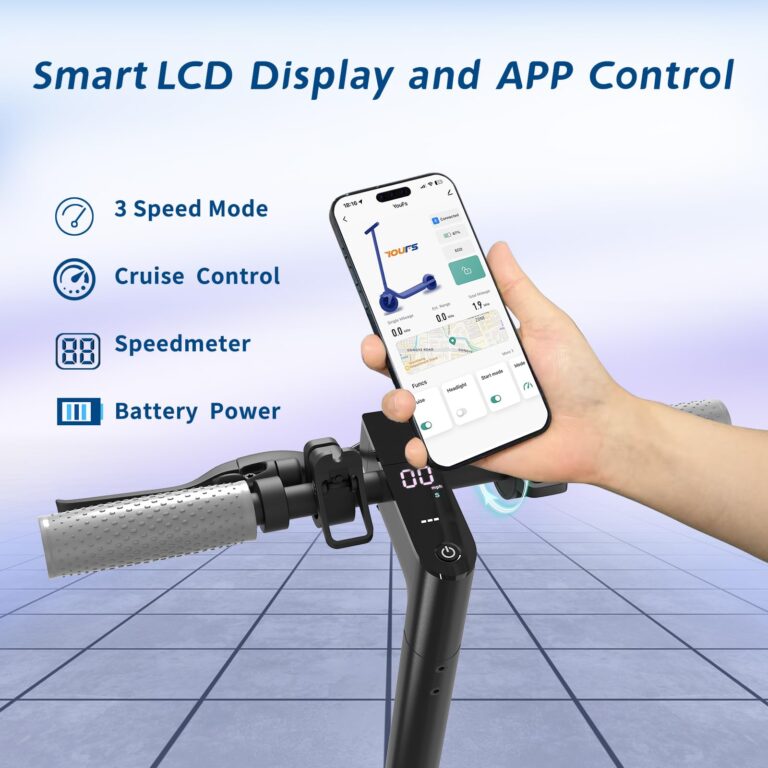 Electric Scooter for Adults, Up to 19 Mph, 19 Miles Range & 264 lbs Load, Aluminum Alloy E-Scooter with 350W Motor, Foldable Escooter with Dual Braking System and App Control (Blue) - Image 5
