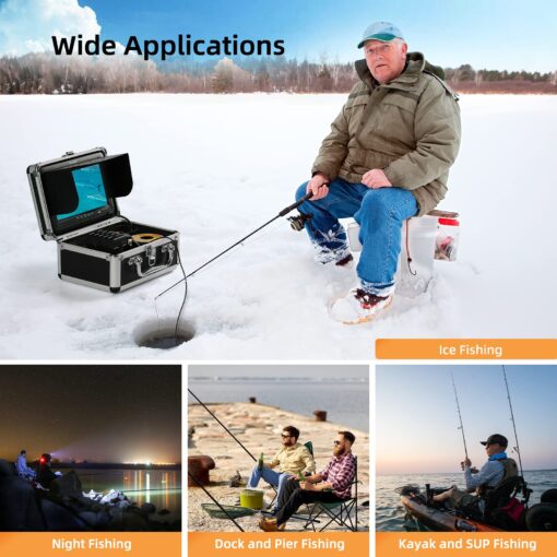 Eyoyo Underwater Fishing Camera 7 inch LCD Monitor Fish Finder Waterproof 1000TVL Fishing Camera 12pcs Infrared Lights for Lake, Boat, Ice Fishing - Image 3