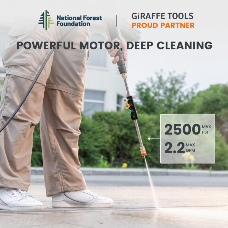 Giraffe Tools Grandfalls Pressure Washer G20 Pro, 2500 PSI 2.2 GPM, Wall Mounted Power Washer with 65FT Hose Reel, Ultra-Soft Pressure Hoses, 4 Nozzles for Floor/Cars/Fences/Patios, Dark Silver - Image 4
