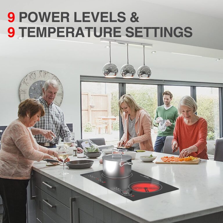 Electric Cooktop 24 Inch,Electric Stove 2 Burners 110V Built-in and Countertop Plug in 2400w,LED Touch Screen,9 Heating 9 Temperature,Overheat Protection,Kids Lock & Timer,Suitable for all Pans - Image 6