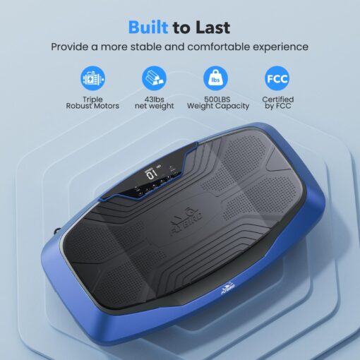 FLYBIRD 4D Vibration Plate 500 LBS Capacity, Oscillation, Linear, Pulsation Vibration Plate Exercise Machine, Triple Motors Vibration Plate for Lymphatic Drainage & Bone Density Building-Blue - Image 4