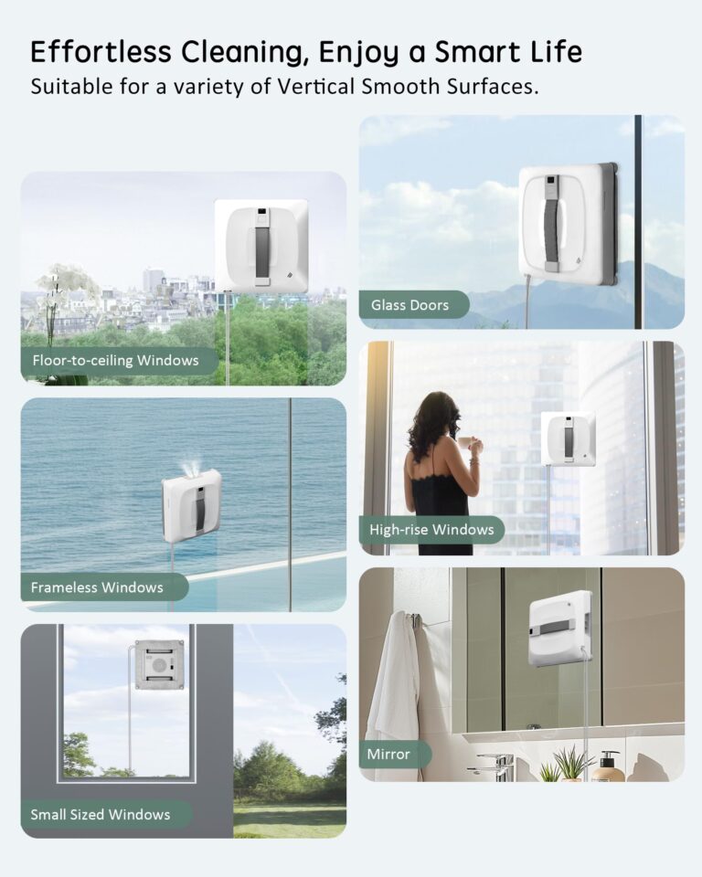 Yoolax Window Cleaning Robot 2.0, Intelligent Robot Window Cleaner with Dual Cross Water Spray Technology, Ungraded 6 Cleaning Paths, Edge Detection System, App & Remote Control, White - Image 2