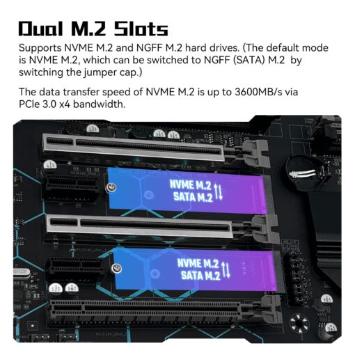 SHANGZHAOYUAN X99 Dual CPU Motherboard Intel LGA 2011-V3 Motherboard for Xeon E5 V3/V4 Series Processor (E-ATX, DDR4 Max 256GB, PCIe 3.0, NVME/NGFF M.2, SATA 6Gbps, USB 3.0, Gigabit LAN) - Image 5