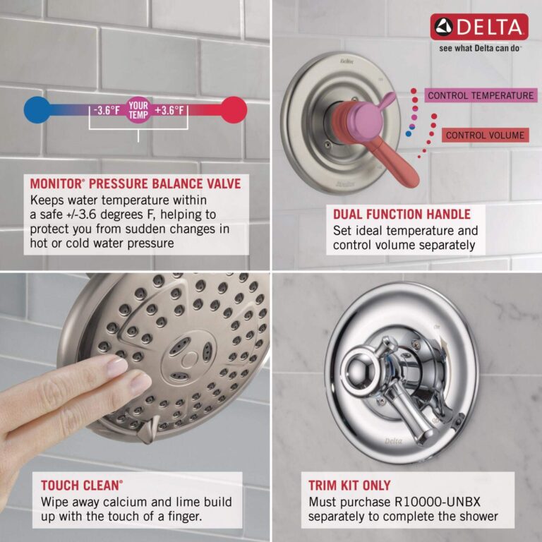 Delta T17064 Ashlyn Monitor 17 Series Dual Function Pressure Balanced Valve Trim Only with Integrated Volume Control - Less Rough-In Valve - Matte Black - Image 4