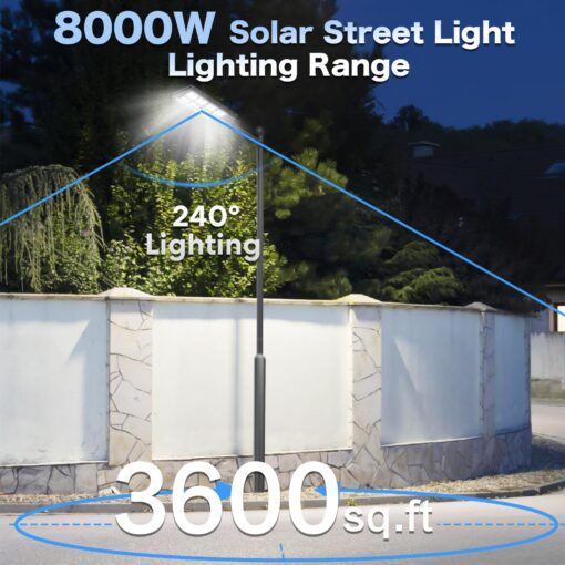 VOOJOY Solar Street Lights Outdoor - 8000W 4PACK Solar Lights Outdoor Dusk to Dawn, IP66 Waterproof Street Lights Solar Powered, Solar Lights for Parking Lots, Garage - Image 7