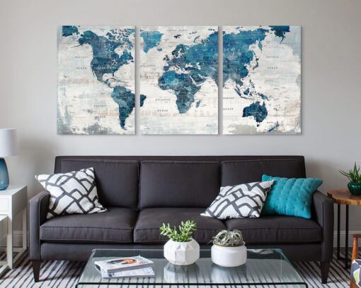 Wall Decor Living Room Motivational Framed Wall Art Large Office Decor for Wall Home Decorations for Bedroom Blue Grey Paintings Dining Room Pictures - Image 4