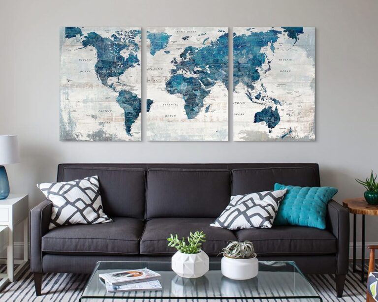 Wall Decor Living Room Motivational Framed Wall Art Large Office Decor for Wall Home Decorations for Bedroom Blue Grey Paintings Dining Room Pictures - Image 4