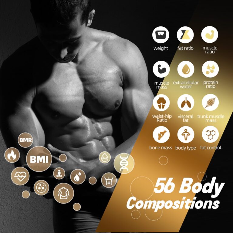 Smart Digital Scale for Body Weight with APP Display 8-Electrode Dual Frequency High Precision Weight Scale with BMI Body Muscle Mass Fat 56 Body Composition Measurement (Black) - Image 6