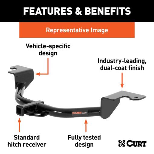 CURT 11578 Class 1 Trailer Hitch, 1-1/4-Inch Receiver, Fits Select Kia Seltos, Black - Image 7