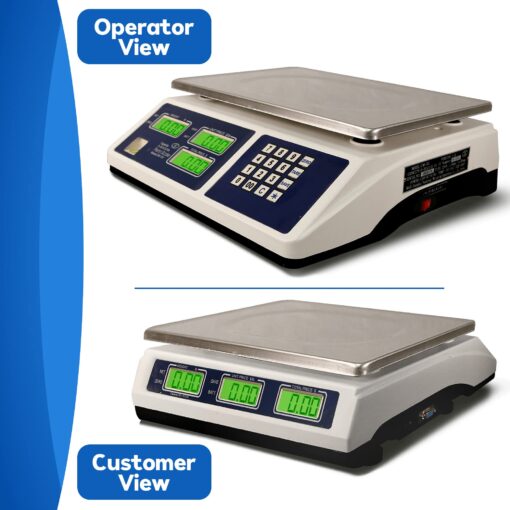Penn Scale CM-101 NTEP Certified Scale for Digital Price Computing - 30lb Commercial Scale with 0.01lb Readability - Rechargeable Battery, Dual LCD Display & Removable Platter (COC #04-101A1) - Image 2