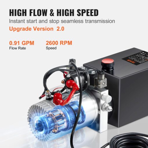 Vevor Hydraulic Power Unit 10 Quart Hydraulic Pump Double Acting Power Unit Dump Trailer for Dump Trailer Car Lifting 3200 PSI (Steel, 10 Quart/Double Acting): Industrial & Scientific - Image 5