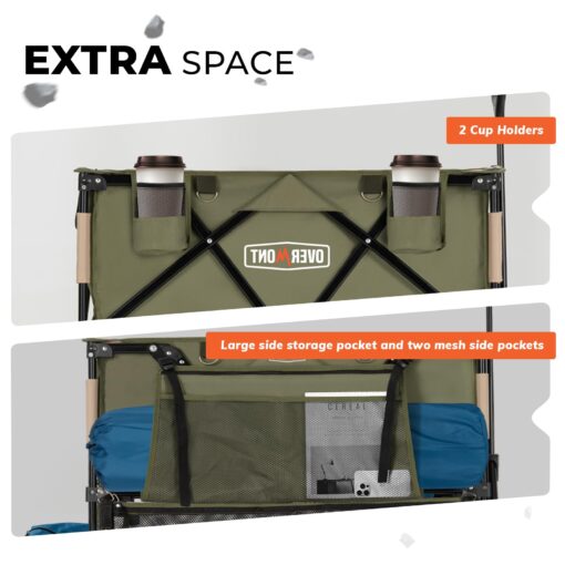 Overmont 400L Foldable Double Decker Wagon - Large Capacity Collapsible Wagon Cart- 52" Extra Long Extender - All-Terrain Big Wheels for Camping Sports School Season, Support Up to 450lbs - Image 3