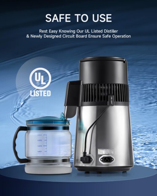 CO-Z Water Distiller for Home, 1350W 4L Distilled Water Machine for CPAP Machine with Control Panel & Glass Container, 1.1 Gal. Stainless Steel Water Distilling Equipment with Essential Oil Wine Modes - Image 5