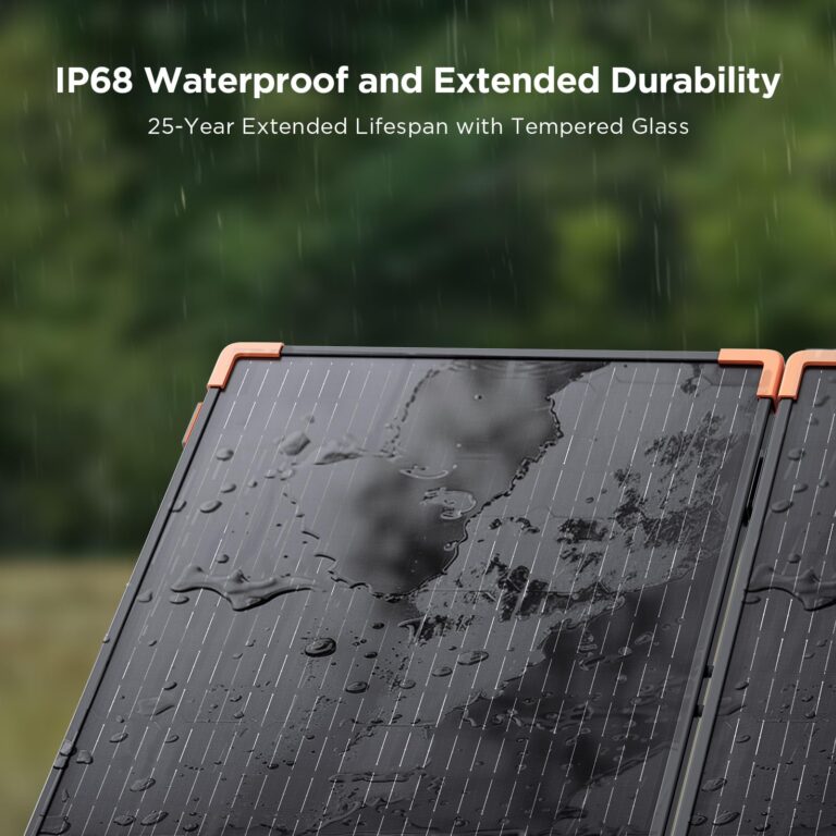 ZOUPW 100 Watt Portable Solar Panel with 20A PWM Controller,Camping Essentials,100W Foldable Solar Panel Kit for Power Station & 12V Batteries,23.5% High Efficiency IP68 Waterproof for RV Camping - Image 4