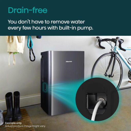 Hisense Energy Star 50-Pint Portable Dehumidifier with Built-in Pump, Auto-Shutoff and Timer, Home Dehumidifier and Moisture Absorber For Basement, Garage, Living Room - Image 7