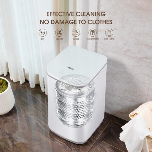 HAVA Portable Washing Machine, Small Washer 0.8 Cu. Ft. Capacity, Fully Automatic with 8 Wash Cycles, Touch Button & LED Display, Space Saving for Apartments, Dorms, and RVs - Image 4