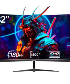Gawfolk 32 inch Gaming Monitor 1800R Curved Computer Monitors 165HZ / 180HZ PC Monitors VA Screen for Home, Office and Dormitory, FHD 1080P Computer Monitor Support HDMI & DP