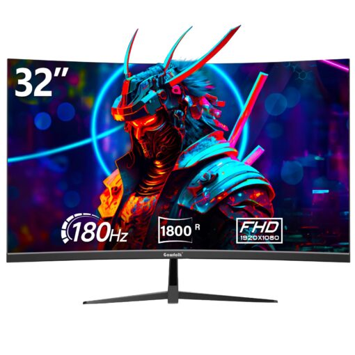 Gawfolk 32 inch Gaming Monitor 1800R Curved Computer Monitors 165HZ / 180HZ PC Monitors VA Screen for Home, Office and Dormitory, FHD 1080P Computer Monitor Support HDMI & DP