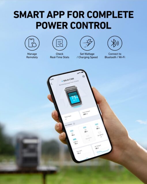 Anker SOLIX C300 Portable Power Station, Outdoor 288Wh LiFePO4 Battery, 300W (600W Surge) Solar Generator, 140W Two-Way Fast Charging, for Camping, Traveling, and Emergencies (Solar Panel Optional) - Image 2