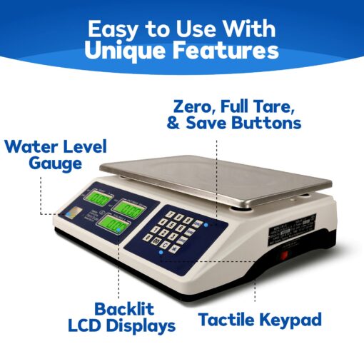 Penn Scale CM-101 NTEP Certified Scale for Digital Price Computing - 30lb Commercial Scale with 0.01lb Readability - Rechargeable Battery, Dual LCD Display & Removable Platter (COC #04-101A1) - Image 4