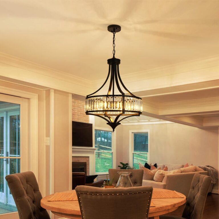 CNRATYE 20" Modern Farmhouse Crystal Chandeliers for Dining Room, 5-Light Black Antique Pendant Chandelier, Contemporary Hanging Light Fixture for Living Room Bedroom Foyer Kitchen Island Entryway - Image 7