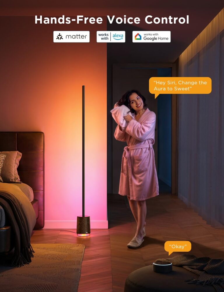Govee Floor Lamp Pro, RGBIC LED Lamp with Bluetooth Speaker and White Noise, 2100 Lumens Standing Lamp, Works with Alexa, 16 Million Colors, Music Sync, Floor Lamp for Bedroom, Living Room, Black - Image 8