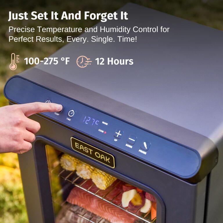 EAST OAK Ridgewood Pro 30" Electric Smoker, Smoker with Leg Kit & Glass Door, Side Wood Chip Loader, 725 Sq Inches of Cooking, Digital Control, Night Blue - Image 9