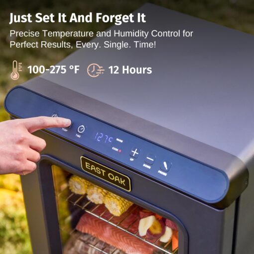 EAST OAK 30" Electric Smoker, Outdoor Smoker with Glass Door & Meat Thermometer, 725 Sq Inch Large Capacity, 4 Detachable Racks for Backyard BBQ, Party, Outdoor Cooking Night Blue - Image 5