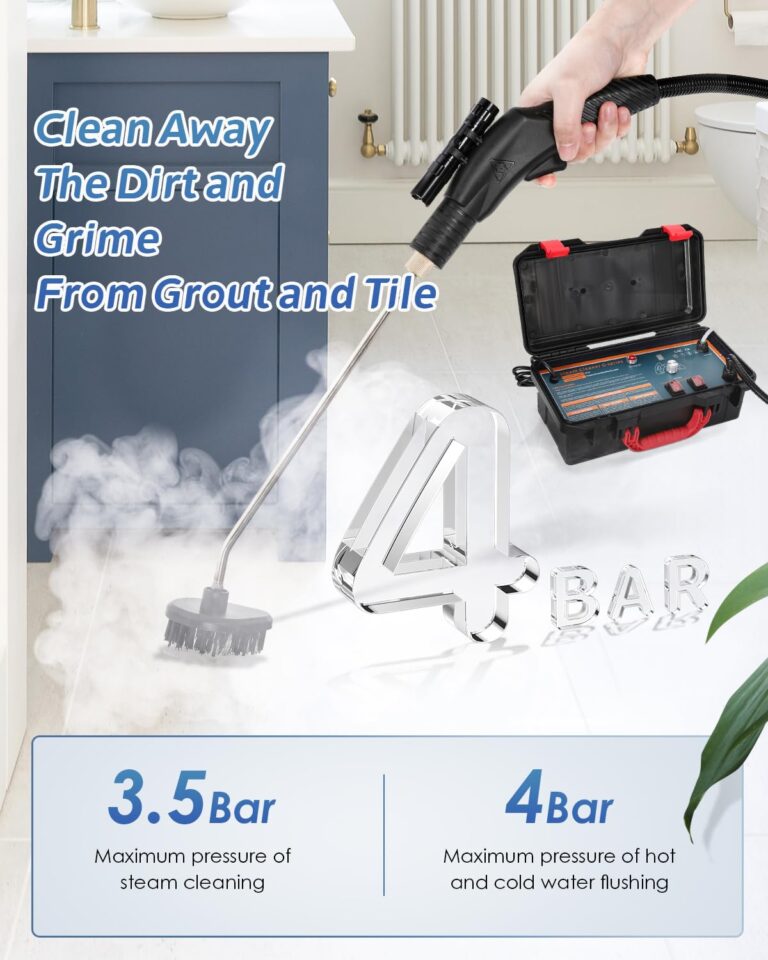 Hapyvergo High Pressure Steam Cleaner, 1700W High Temp Portable Steamer Machine for Cleaning, Tankless and Heavy Duty for Commercial Home Use Grout Tile Kitchen Bathroom Car Detailing - Image 5
