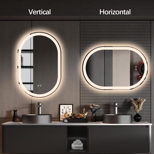 38"x26" Oval LED Bathroom Mirror, Frameless Backlit Mirror with Light Anti-Fog 3 Color Dimmable with Memory Function IP65 Waterproof 5mm HD Glass, Lighted Backlit Mirror Smart for Makeup - Image 4