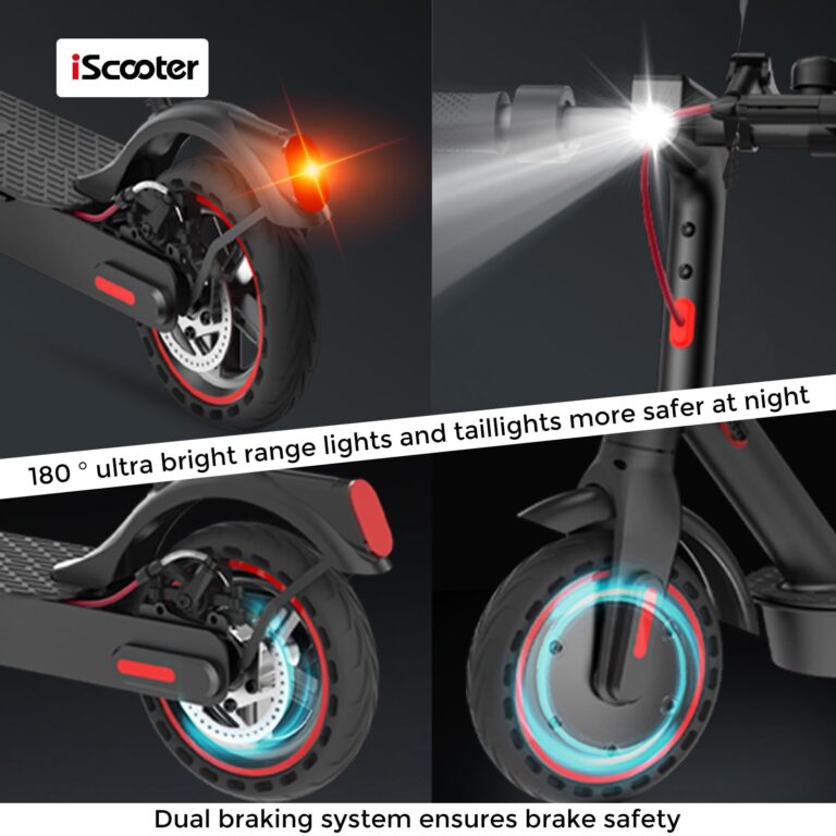 iScooter i9 Electric Scooter Adults and Teenages, 19 MPH, 18 Miles Range, 8.5'' Solid Tires, 350W Foldable and Cruise Control Escooter with Double Braking System and APP - Image 6