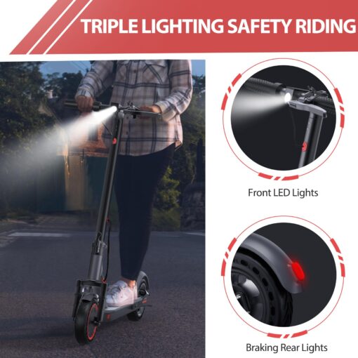 Electric Scooter, 8.5" /10“Tire, 16/19/22Mph Top Speed, 12/22/28 Miles Long Range, Folding Escooter for Adults and Teens with Dual Braking,Dual Suspension, App - Image 8