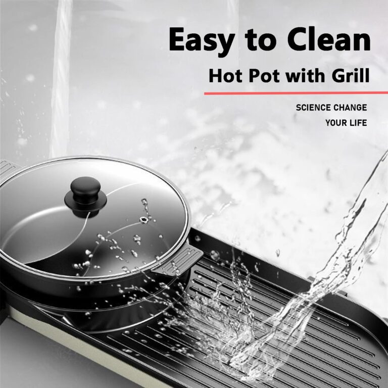 Hot Pot with Grill, Electric Hot Pot 2 in 1 Shabu Shabu Hot Pot Korean BBQ Grill, Removable Hotpot Pot 1200W / Large Capacity Baking Tray, Separate Temperature Control, Electric Grill for 2-12 People - Image 4
