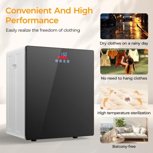 Euhomy Portable Dryer for apartments,Clothes Dryer with 4 Modes,1.5cu.ft Compact Dryer,Load Capacity 5.5lbs,LCD Panel Control,Black&White - Image 5