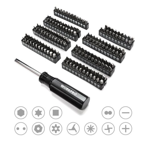 WORKPRO 450-Piece Drive Socket Set 1/2" 1/4" 3/8", CR-V Metric and Imperial with Quick-Release Ratchet Wrench, Spanners, Bits Set, Mechanics Tool for Car Repair - Image 6