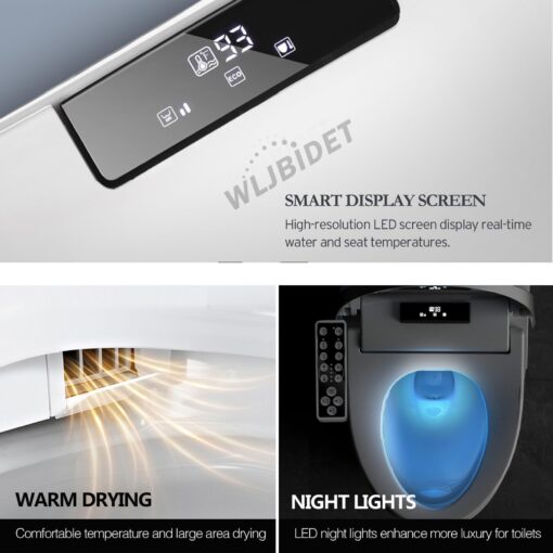WLJBIDET Elongated Bidet Toilet Seat,Electronic Heated Smart Toilet Seat with Unlimited Heated Water and Warm Air Dryer,Adjustable Temperature,Self-Cleaning Stainless Steel Nozzle,Side Panel Control - Image 4