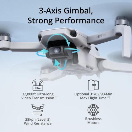 DJI Mini 4K, Drone with 4K UHD Camera for Adults, Under 249 g, 3-Axis Gimbal Stabilization, 10km Video Transmission, Auto Return, Wind Resistance, 1 Battery for 31-Min Max Flight Time, Intelligent Flight - Image 6