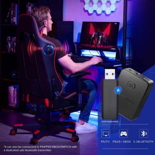GTRACING Gaming Chair with Footrest Speakers Video Game Chair Bluetooth Music Heavy Duty Ergonomic Computer Office Desk Chair Red - Image 8