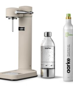 aarke Carbonator lll with CO2 Cylinder, Sparkling & Carbonation Water Machine, Stainless Steel with PET BPA-Free Reusable Bottle Volume 800 mL (Sand)
