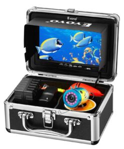 Eyoyo Portable Underwater Fishing Camera Waterproof 1000TVL Video Fish Finder 7 inch LCD Monitor 12pcs IR Infrared Lights for Ice Lake and Boat Fishing (50m Cable)