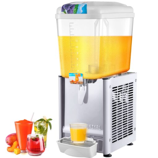 VEVOR 110V Commercial Beverage Dispenser,4.8 Gallon 18L Juice Dispenser Commercial,200W Stainless Steel Food Grade Material Ice Tea Drink Dispenser,Equipped with Thermostat Controller