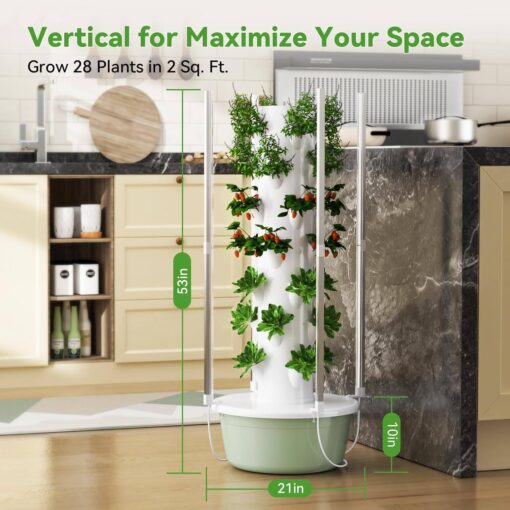 WEIMILOR Hydroponics Growing System, 28-Plants Indoor Vertical Tower Garden System Kit, Hydroponic Growing Tower with Tank & Visual Water Level, Hydroponic Germination Kit for Gardening Lover,7-Layer - Image 7