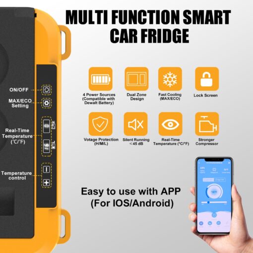 T-SUNiceM 12 Volt Car Fridge, 28 Quart Electric Cooler Dual Zone, Car Refrigerator -4℉~68℉ 12/24V DC & 100-240V AC App Control for Dewalt 18-20V Battery Truck Van RV Camper Travel Camping Road Trips - Image 5