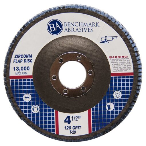 Benchmark Abrasives 4.5" x 7/8" Premium Zirconia T29 Curved Flap Discs 4 1/2 for Angle Grinder, Sanding Discs, Finishing, Rust, Stock Removal- Grinding Wheels 4 1/2 Inch (100 Pack) - 120 Grit - Image 6