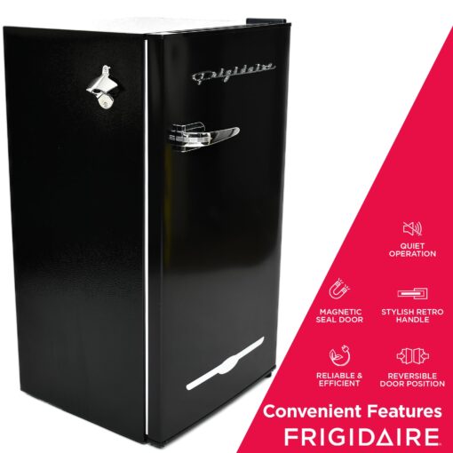 FRIGIDAIRE EFR376-BLACK 3.1 Cu Ft Black Retro Bar Fridge with Side Bottle Opener - Image 3