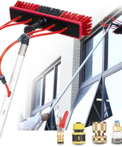 ZKUAOGDI 26 FT Solar Panel Cleaning Kit, Window Cleaning System, 20M Hose & Rotating BrushHead, Washing Equipment Window Cleaner Tool Water Fed Pole Kit for Roof Caravan Solar Panel